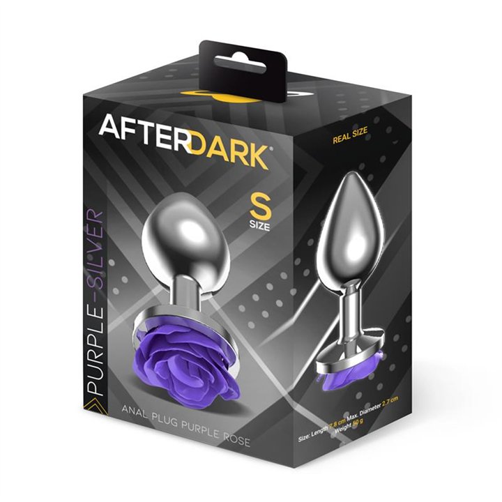 Metal Anal Plug with Purple Rose Base - Size S - AD-562 - Teknashop Ltd