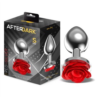 Metal Anal Plug with Red Rose Base - Size S - AD-564 - Teknashop Ltd