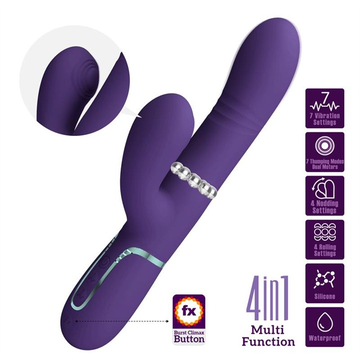 Mariana Vibrator 4 in 1 Silicone Purple - BW-500034-2 - Teknashop Ltd