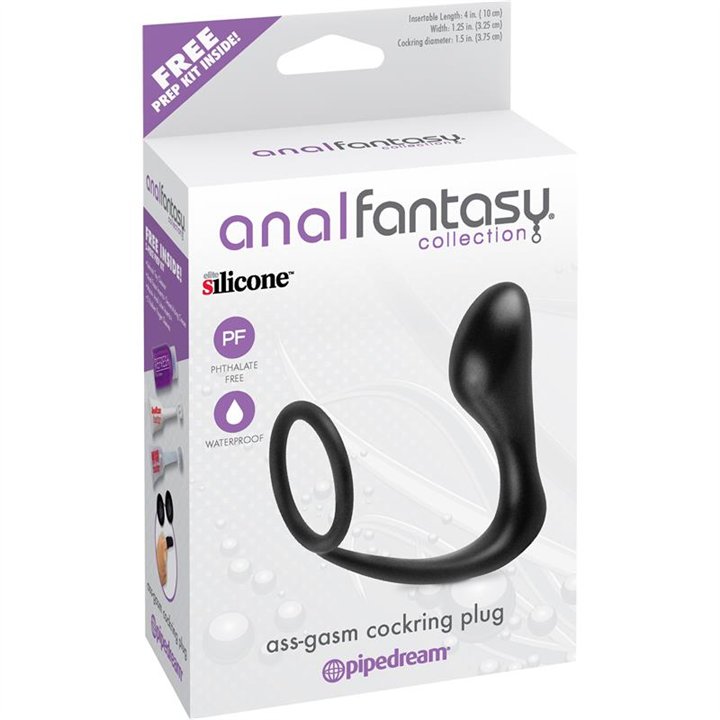 Butt Plug with Penis Ring Ass-Gasm Black - PD-4623-23 - Teknashop Ltd