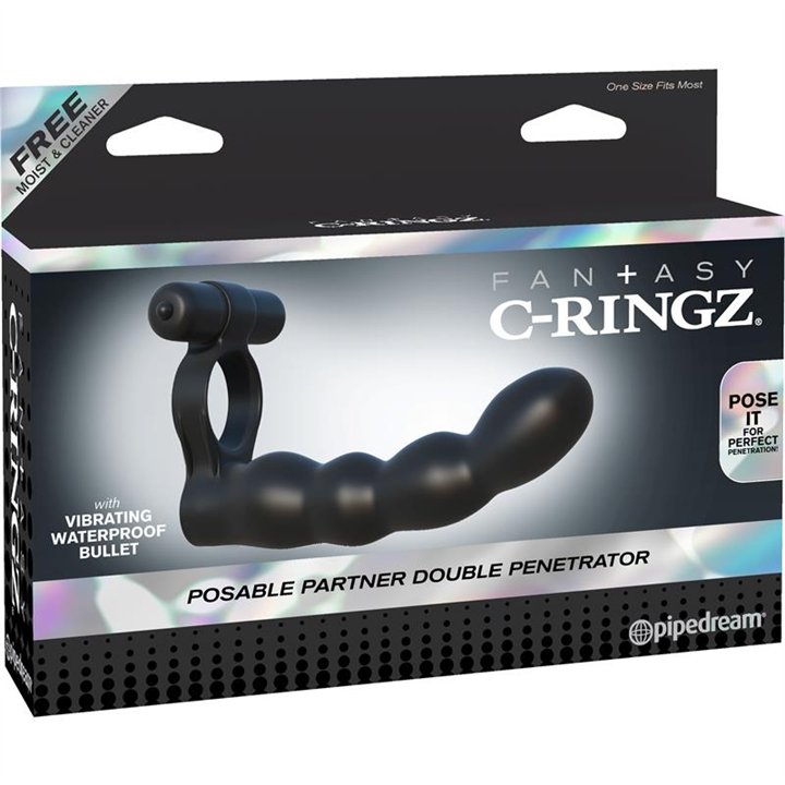 Fantasy C-Ringz Posable Partner Double Penetrator Black - PD-5930-23 - Teknashop Ltd