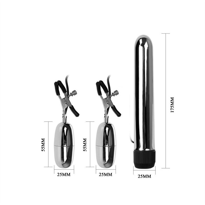 Baile Vibrating Bullet and Nipple Clamps with Vibration Set Turbo - BI-010046 - Teknashop Ltd