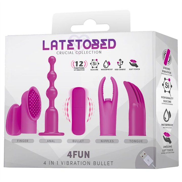 4Fun Vibrating Bullet and 4 Sleeves USB Waterproof Silicone - Y-835 - Teknashop Ltd