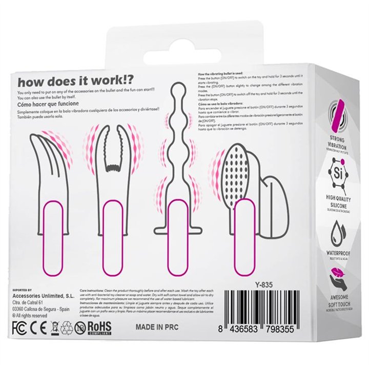 4Fun Vibrating Bullet and 4 Sleeves USB Waterproof Silicone - Y-835 - Teknashop Ltd