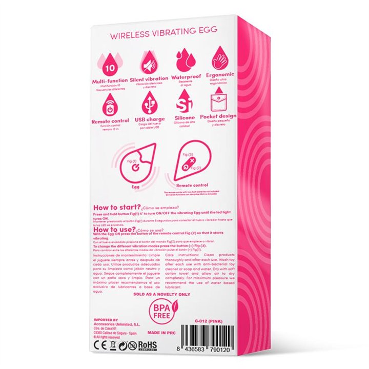 Vibrating Egg Remote Control USB Silicone Pink - G-012 - Teknashop Ltd