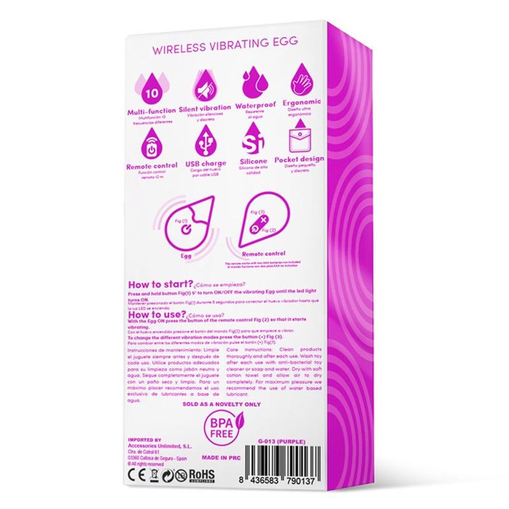 Vibrating Egg Remote Control USB Silicone Purple - G-013 - Teknashop Ltd