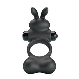 PRETTY LOVE - VIBRATING PENIS RING WITH BUNNY STIMULATOR 10 FUNCTIONS BLACK - D-246037 - Teknashop Ltd