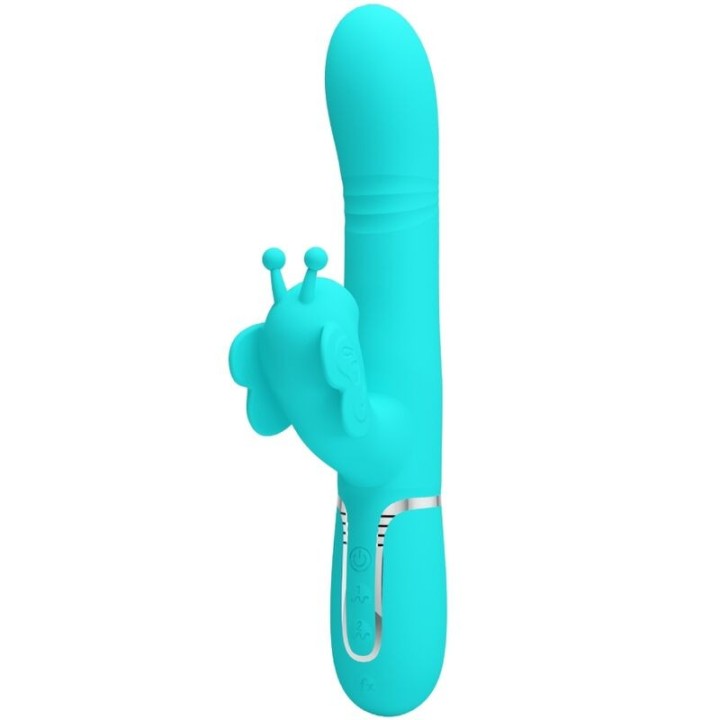 PRETTY LOVE - MULTIFUNCTION RABBIT VIBRATOR 4 IN 1 BUTTERFLY AQUA GREEN - D-239892 - Teknashop Ltd