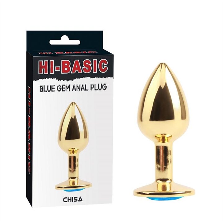 Golden Butt Plug with Blue Jewel - CN-731496332 - Teknashop Ltd