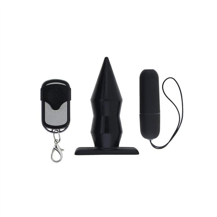 Vibrating Butt Plug with Remote Control Silicone Black - MO-067 - Teknashop Ltd