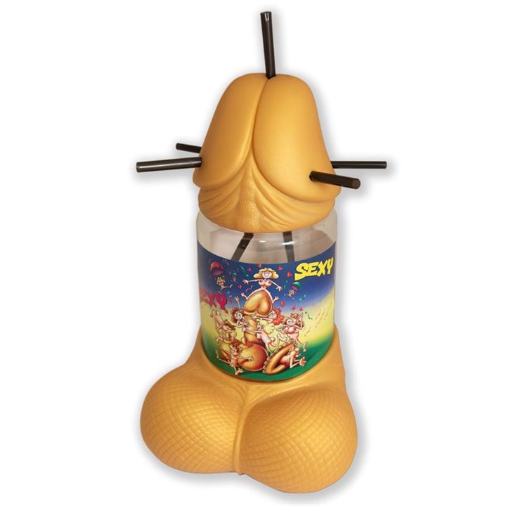 Penis-Shaped 1-Liter Cup with 5 Straws Gold Edition - 8412345052101 - Teknashop Ltd