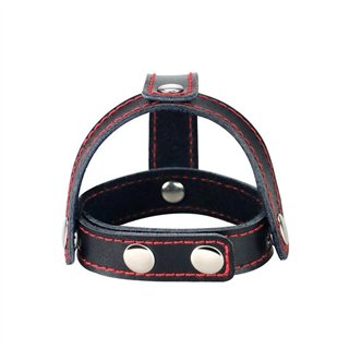 Leather Cock Ring with Ball Divider - LO-LV761005 - Teknashop Ltd