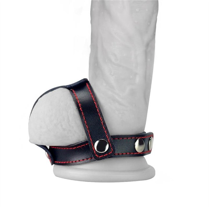 Leather Cock Ring with Ball Divider - LO-LV761005 - Teknashop Ltd