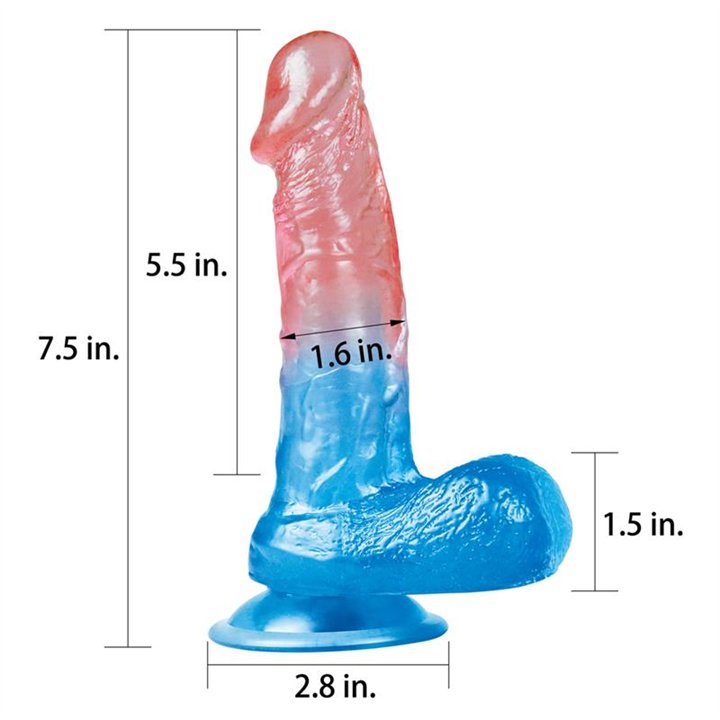 Dildo Dazzle Studs 7.5 Pink and Blue - LO-LV318012 - Teknashop Ltd