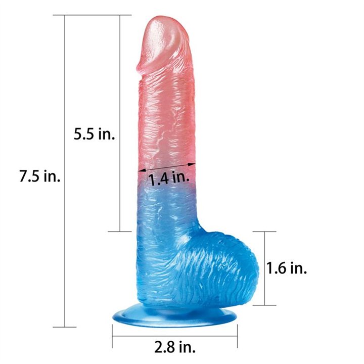 Dildo Dazzle Studs 7.5 Pink and Blue - LO-LV318011 - Teknashop Ltd