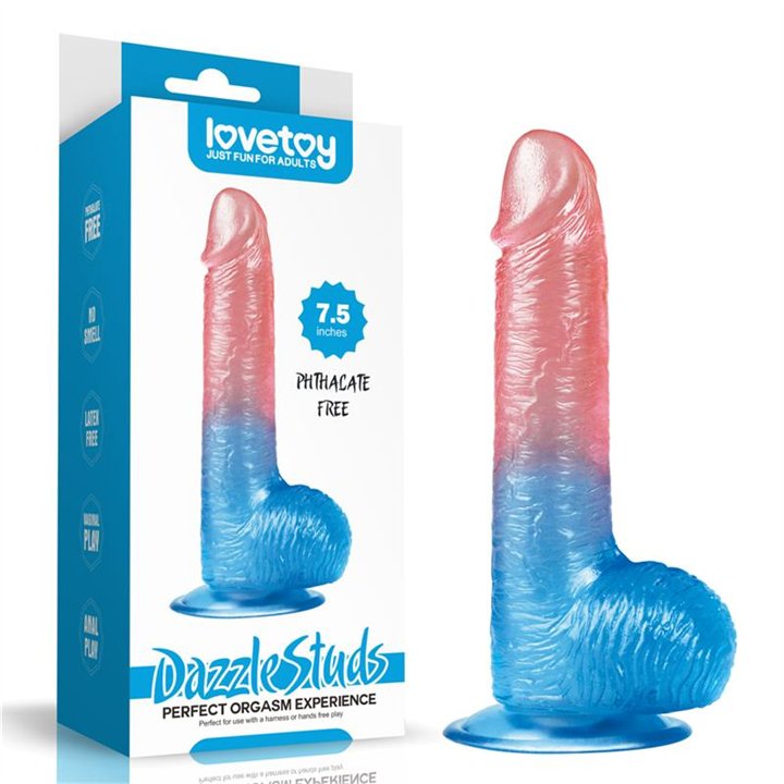 Dildo Dazzle Studs 7.5 Pink and Blue - LO-LV318011 - Teknashop Ltd