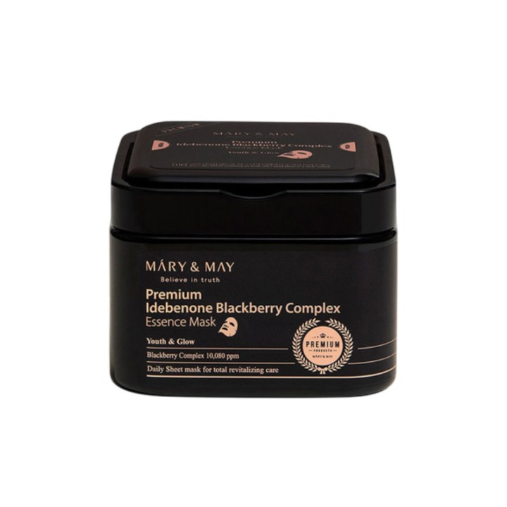 Mary and May, Premium Idebenone Blackberry Complex, Glowing, Sheet Mask, For Face, 20 pcs - Teknashop Ltd