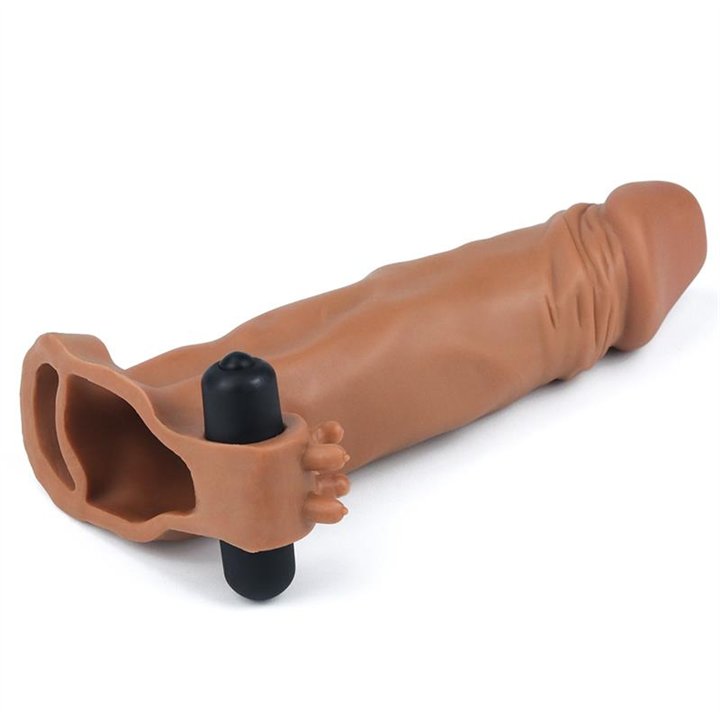 Penis Sleeve with Vibration Add 2 Pleasure X-Tender Brown - LO-LV1063 - Teknashop Ltd