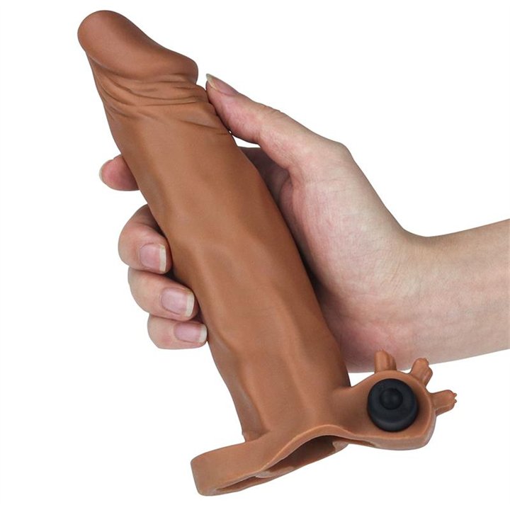 Penis Sleeve with Vibration Add 2 Pleasure X-Tender Brown - LO-LV1063 - Teknashop Ltd