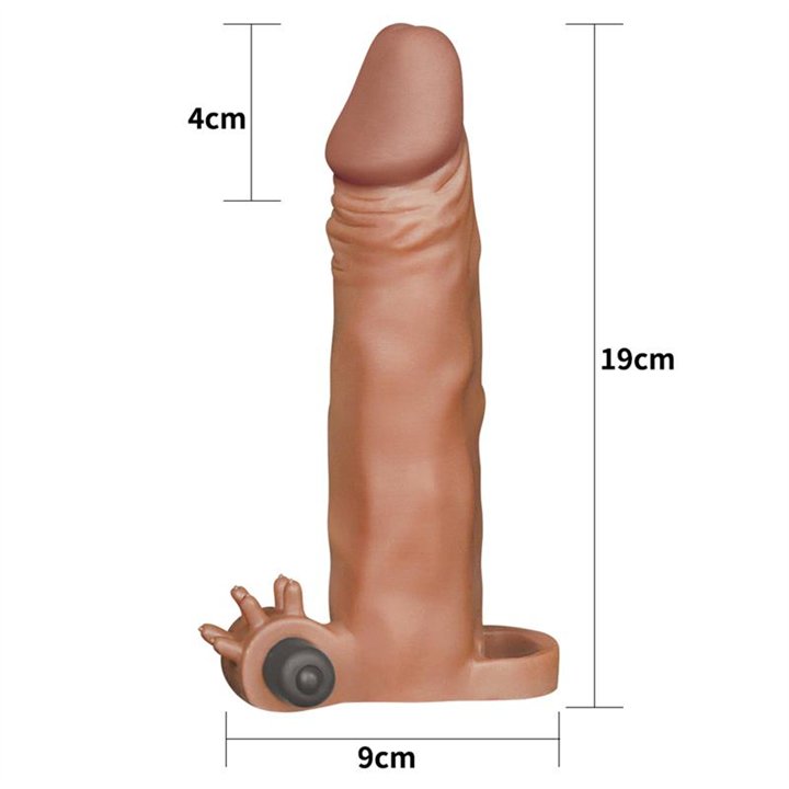 Penis Sleeve with Vibration Add 2 Pleasure X-Tender Brown - LO-LV1063 - Teknashop Ltd