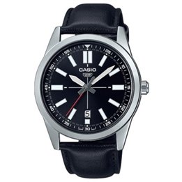 CASIO COLLECTION Mod. CASUAL DATE, LEATHER - BLACK - WW.MTP-VD02L-1EUDF - Teknashop Ltd