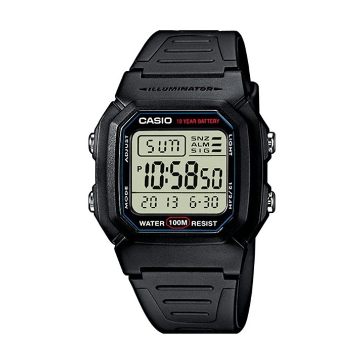 CASIO TIMELESS COLLECTION Mod. DIGITAL - DOUBLE TIME, ALARM, CHRONOGRAPH - 10 Year Battery - WW.W-800H-1AVES - Teknashop Ltd