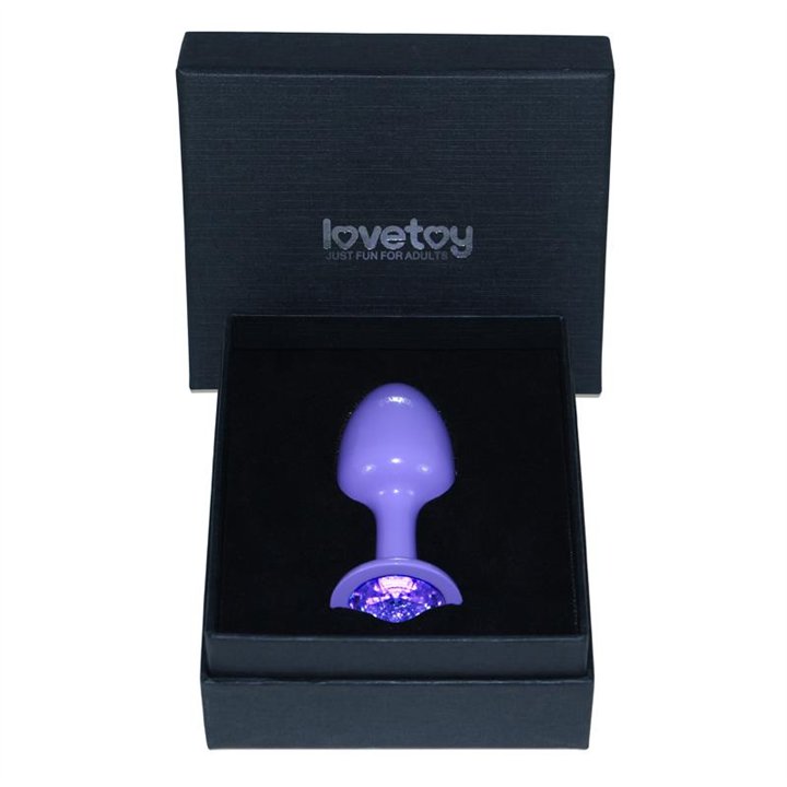 Metal Butt Plug Purple Rosebud with Blue Jewel - LO-LV5403 - Teknashop Ltd
