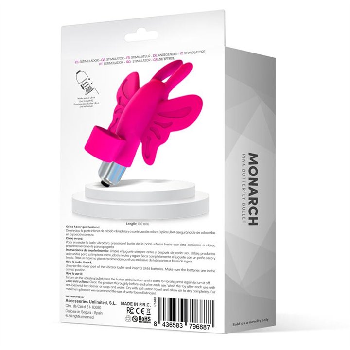 Monarch Butterfly Vibrating Bullet Silicone Pink - LT-688 - Teknashop Ltd