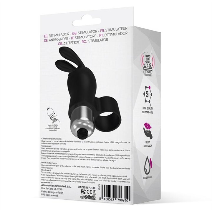 Fingyhop Vibrating Bullet with Rabbit Black - LT-674 - Teknashop Ltd