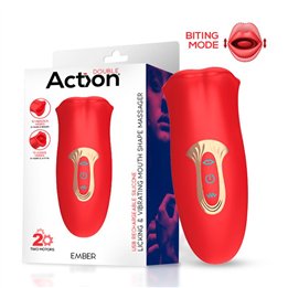Ember Licking and Vibrating Mouth Shape Massager USB Silicone - AC-163 - Teknashop Ltd