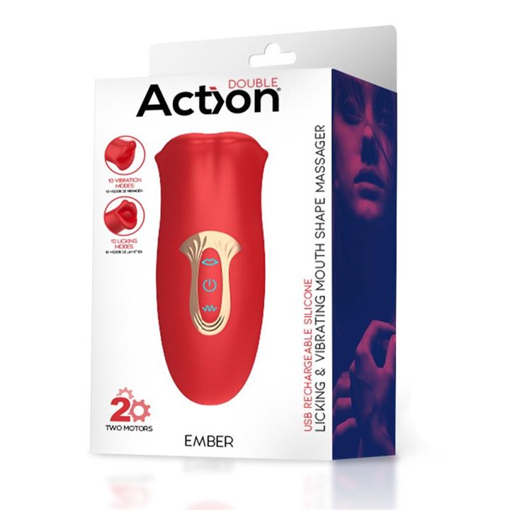 Ember Licking and Vibrating Mouth Shape Massager USB Silicone - AC-163 - Teknashop Ltd