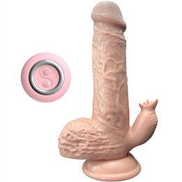 ARMONY - REALISTIC VIBRATOR & THRUSTING DILDO WITH TONGUE STIMULATOR 19 CM - D-238247 - Teknashop Ltd