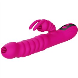 ARMONY - RABBIT DOUBLE TONGUE MULTIFUNCTION VIBRATOR FUCHSIA HEAT EFFECT - D-238187 - Teknashop Ltd