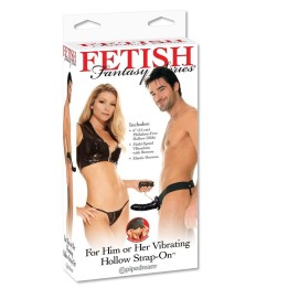FETISH FANTASY SERIES - VIBRATING HOLLOW STRAP-ON FOR HER OR HIM BLACK - PD3367-23 - Teknashop Ltd
