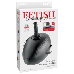 FETISH FANTASY SERIES - BODY DOCK INFLATABLE LOVE BALL WITH DILDO BLACK 41.9 CM - D-246197 - Teknashop Ltd
