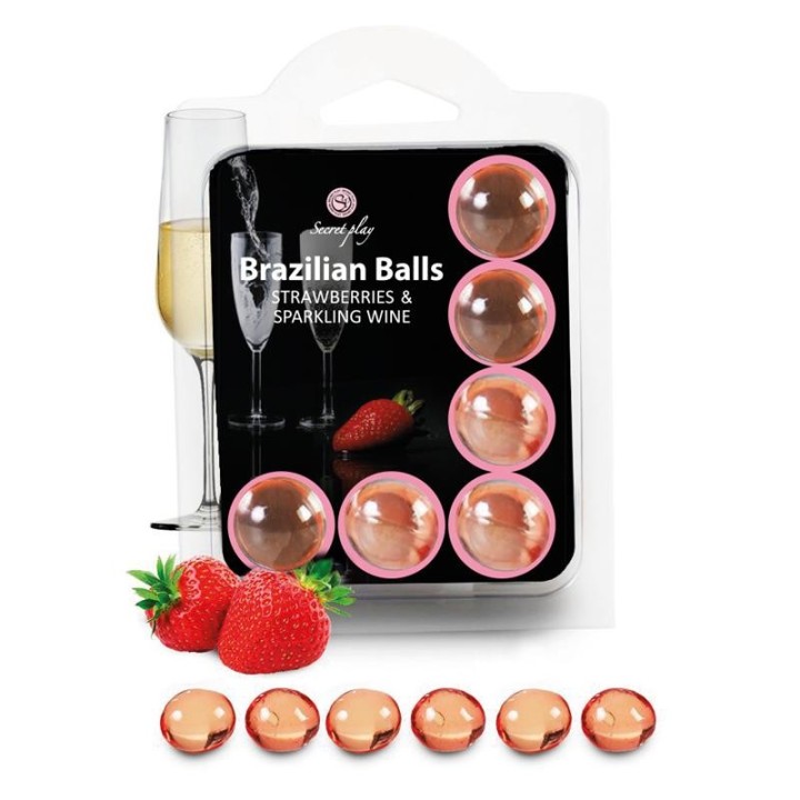 Brazilian Balls Set 6  Strawberries & Sparkling Wine - F3386-2 - Teknashop Ltd