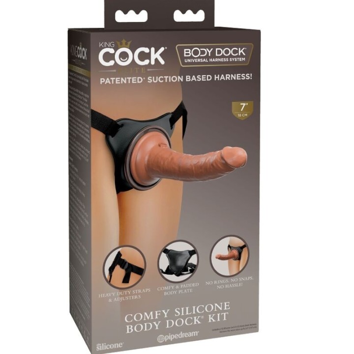 KING COCK - ELITE COMFY ADJUSTABLE HARNESS WITH DILDO 17.8 CM - D-236639 - Teknashop Ltd