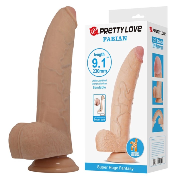 PRETTY LOVE - FABIAN FLEXIBLE DILDO WITH SUCTION CUP FLESH - D-245962 - Teknashop Ltd