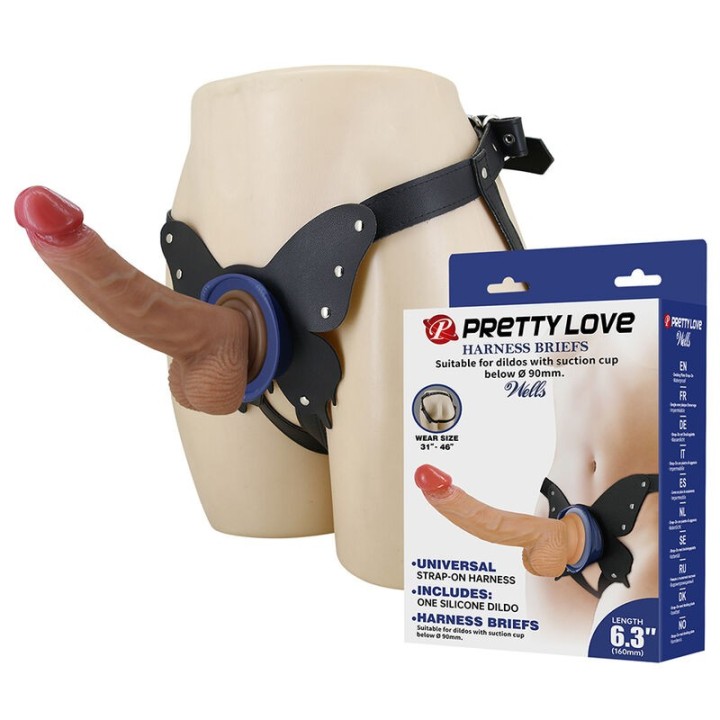 PRETTY LOVE - YETI STRAP-ON HARNESS WITH SUCTION DILDO FLESH - D-245978 - Teknashop Ltd