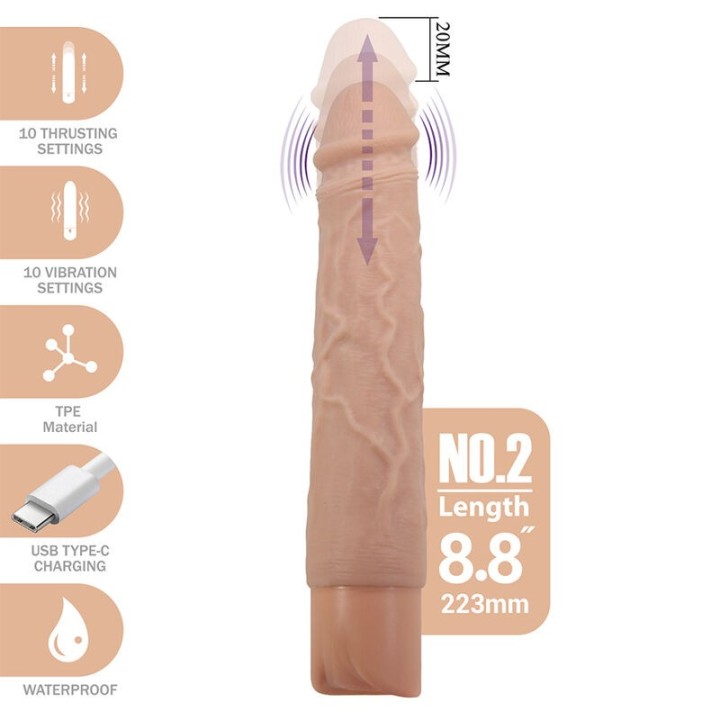 PRETTY LOVE - KESSLER REALISTIC VIBRATING DILDO WITH 10 VIBRATION MODES AND 10 THROWS, 22 CM NATURAL - D-246858 - Teknashop Ltd