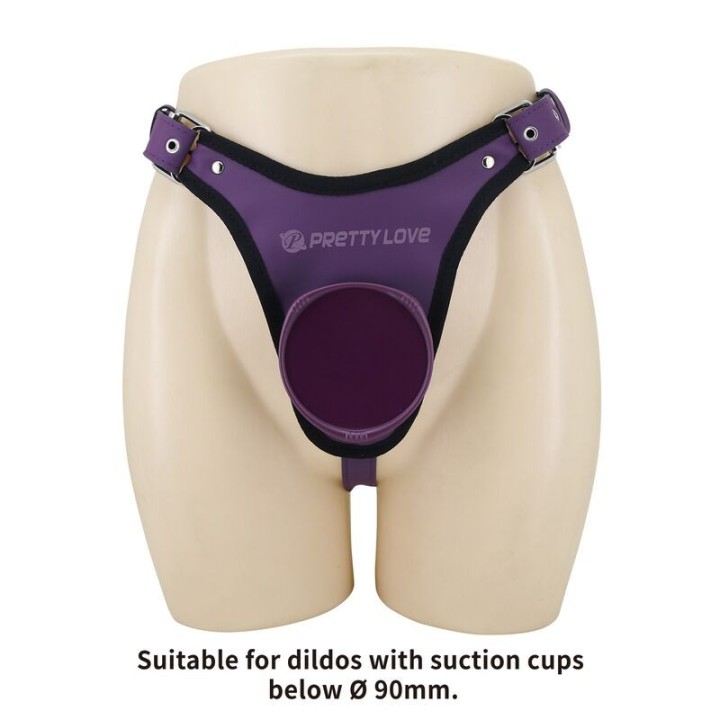 PRETTY LOVE - UNIVERSAL STRAP-ON HARNESS BRIEFS PURPLE AND BLACK - D-246041 - Teknashop Ltd