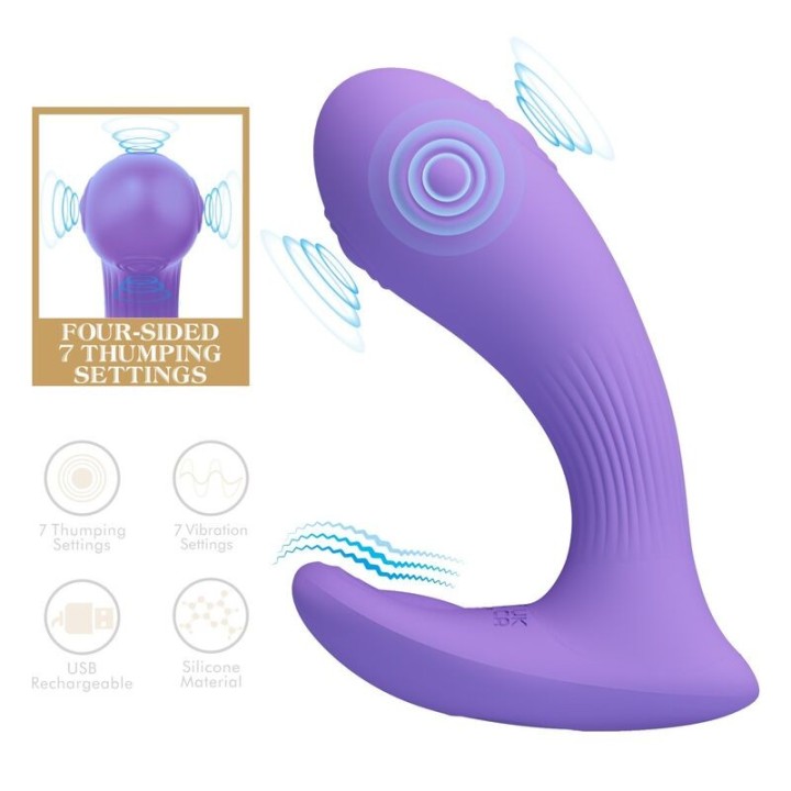 PRETTY LOVE - ANDROMEDA RECHARGEABLE DUAL STIMULATION VIBRATOR PURPLE - D-246078 - Teknashop Ltd
