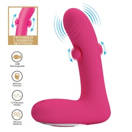 PRETTY LOVE - DUDEN RECHARGEABLE SILICONE VIBRATOR 12 VIBRATION MODES AND 3 ROCKING MODES PINK - D-246860 - Teknashop Ltd
