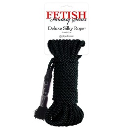 FETISH FANTASY SERIES - BLACK DELUXE SILK ROPE 9.75 M - D-246325 - Teknashop Ltd