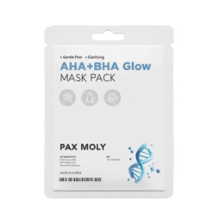 PaxMoly, AHA + BHA, Glowing, Sheet Mask, Face, Day & Night, 25 ml - Teknashop Ltd