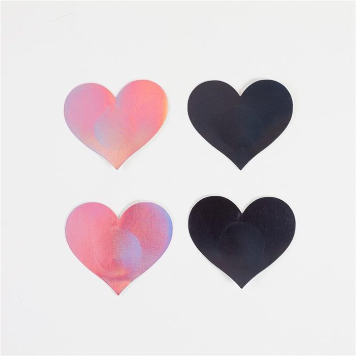 Wow Boobs! Nipple Covers Heart Shapped Holographic - F6262 - Teknashop Ltd