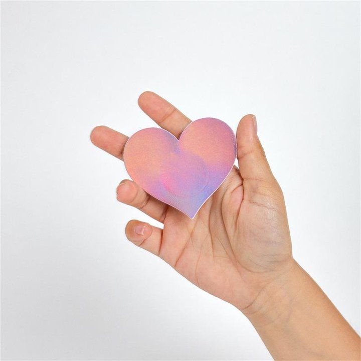 Wow Boobs! Nipple Covers Heart Shapped Holographic - F6262 - Teknashop Ltd