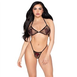 LEG AVENUE - 86147 FISHNET BRA TOP AND G-STRING PANTY BLACK - ONE SIZE - D-245343 - Teknashop Ltd