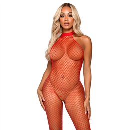 LEG AVENUE - LE FRIVOLE BODYSTOCKING - RACER NECK ONE SIZE RED - D-231370 - Teknashop Ltd