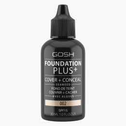 Gosh, Foundation Plus+, Cover & Conceal, Liquid Foundation, 002, SPF15, 30 ml - Teknashop Ltd